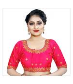 Bieth Women Floral Round Neck Cotton Silk Sequence Embroidery Stitched Blouse