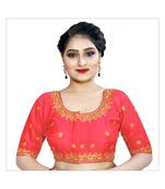 Bieth Women Floral Round Neck Cotton Silk Sequence Embroidery Stitched Blouse