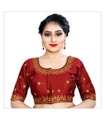 Bieth Women Floral Round Neck Cotton Silk Sequence Embroidery Stitched Blouse