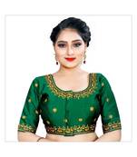 Bieth Women Floral Round Neck Cotton Silk Sequence Embroidery Stitched Blouse