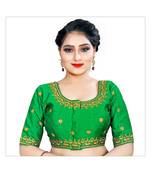 Bieth Women Floral Round Neck Cotton Silk Sequence Embroidery Stitched Blouse