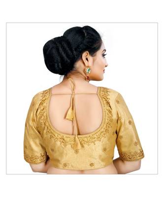Bieth Women Floral Round Neck Cotton Silk Sequence Embroidery Stitched Blouse 2