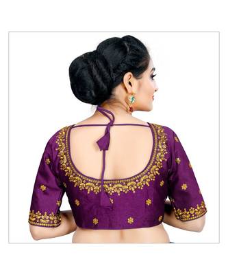 Bieth Women Floral Round Neck Cotton Silk Sequence Embroidery Stitched Blouse 2