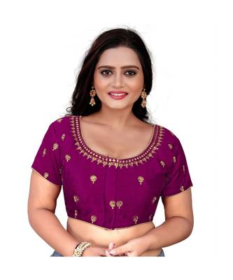 Bieth Women Round Neck Cotton Silk Sequence Embroidery Stitched Blouse 1