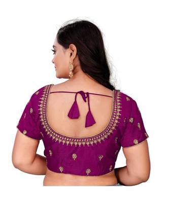 Bieth Women Round Neck Cotton Silk Sequence Embroidery Stitched Blouse 2