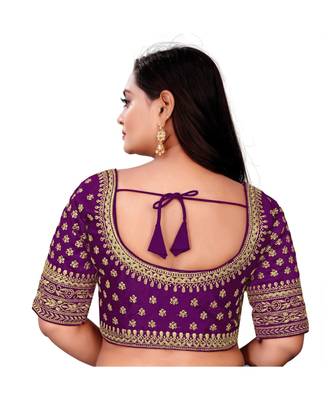 Bieth Women Floral Round Neck Cotton Silk Embroidery Stitched Blouse 2