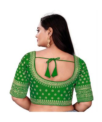 Bieth Women Floral Round Neck Cotton Silk Embroidery Stitched Blouse 2