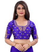 Bieth Women Round Neck Phantom Silk Gold Zari Diamond Embroidery Stitched Blouse