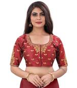 Bieth Women Round Neck Phantom Silk Gold Zari Diamond Embroidery Stitched Blouse