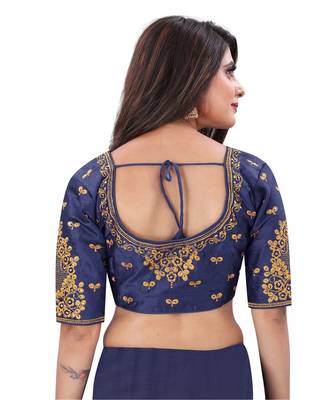Bieth Women Round Neck Phantom Silk Gold Zari Diamond Embroidery Stitched Blouse 2