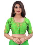 Bieth Women Round Neck Phantom Silk Gold Zari Diamond Embroidery Stitched Blouse