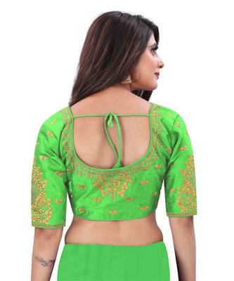 Bieth Women Round Neck Phantom Silk Gold Zari Diamond Embroidery Stitched Blouse 2