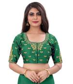 Bieth Women Round Neck Phantom Silk Gold Zari Diamond Embroidery Stitched Blouse
