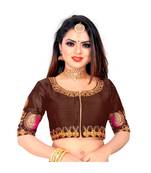 Bieth Women Vel & Floral Round Neck Gold Zari Embroidery Stitched Blouse