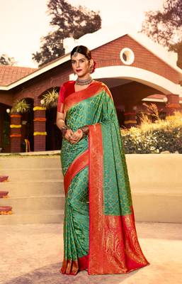 light green art silk   saree&   blouse 1