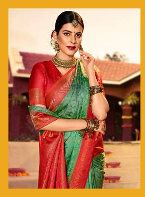 light green art silk   saree&   blouse 2