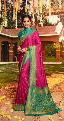 pink art silk   saree&   blouse 1