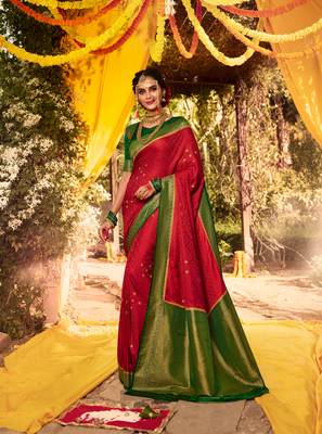 red art silk   saree&   blouse 1