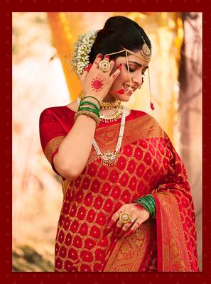 blood red art silk   saree&   blouse 2
