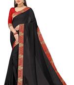 Black Georgette Fancy Lace saree With Blouse Piece.