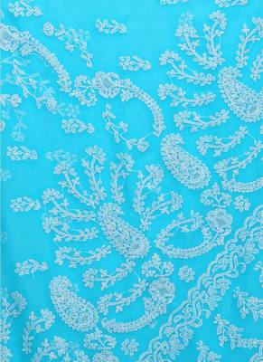 Ada Blue Hand Embroidered Faux Georgette Lucknowi Chikankari Indian Women Saree With Blouse - A191647 5