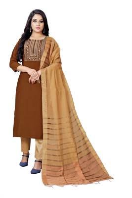 Brown embroidered viscose embroidered-kurtis 2