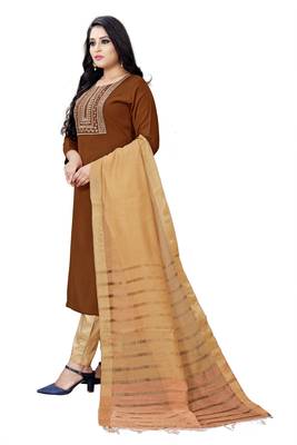 Brown embroidered viscose embroidered-kurtis 3