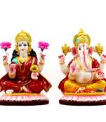 ESVAR STONECRAFT Poly Resin Idol Pair Of Kamal Laxmi Ganesh