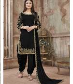 Black embroidered faux georgette salwar