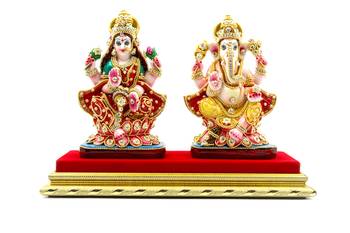 ESVAR STONECRAFT MDF Material Platform with Sculpture of Laxmi Ganesh 1