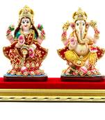 ESVAR STONECRAFT MDF Material Platform with Sculpture of Laxmi Ganesh