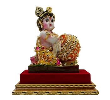 ESVAR STONECRAFT MDF Material Platform with Poly Resin Sculpture of Gopal 1