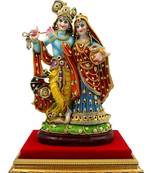 ESVAR STONECRAFT MDF Material Platform with Poly Resin Sculpture of Radha Krishna