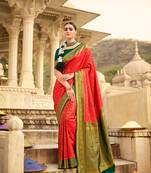 red art silk hand woven saree with  blouse