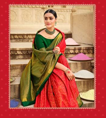 red art silk hand woven saree with  blouse 2