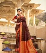 brown art silk hand woven saree with  blouse