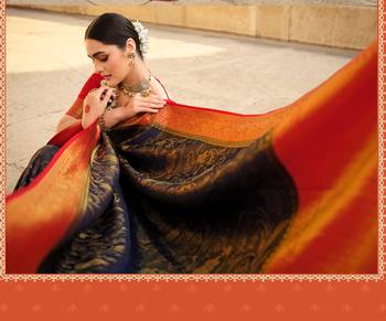 blue art silk hand woven saree with  blouse 2