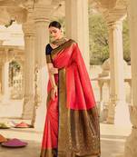 red art silk hand woven saree with  blouse