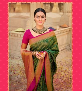 green art silk hand woven saree with  blouse 2