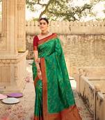 green art silk hand woven saree with  blouse