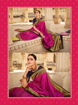 pink art silk hand woven saree with  blouse 2