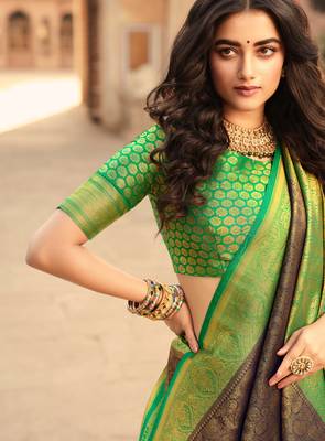 blue art silk hand woven saree with  blouse 2