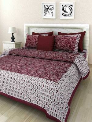 Rajasthani Jaipuri Cotton Bed Sheet For Double Bed With Two Pillow Cover Size 90 x 100 Inch ( Queen Size ) 1
