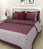 Rajasthani Jaipuri Cotton Bed Sheet For Double Bed With Two Pillow Cover Size 90 x 100 Inch ( Queen Size )