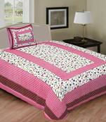 Rajasthani Jaipuri Prints Cotton Bed Sheet For Single/ Diwan Bed Sheet With One Pillow Cover Size 60 x 90 Inch