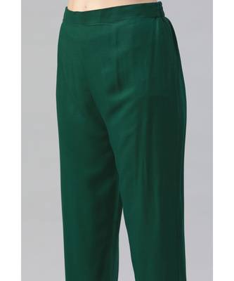 Women Green Pure Weaving Cotton with Sequence Kurta with Trousers & Dupatta 6