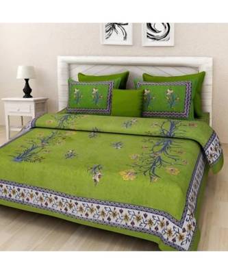 Rajasthani Jaipuri Cotton Bed Sheet For Double Bed With Two Pillow Cover Size 90 x 100 Inch ( Queen Size ) 1