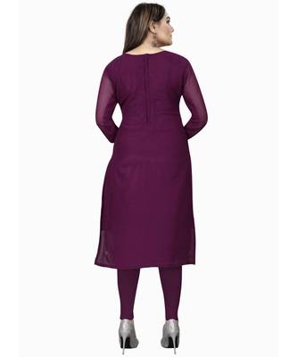 Wine Georgette Cotton Salwar Kameez 4