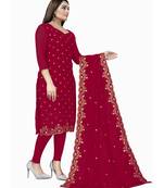 Blood Red Georgette Cotton Salwar Kameez