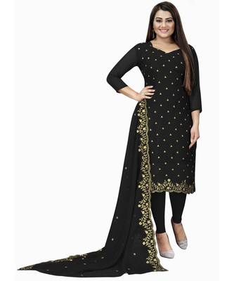 Black Georgette Cotton Salwar Kameez 1